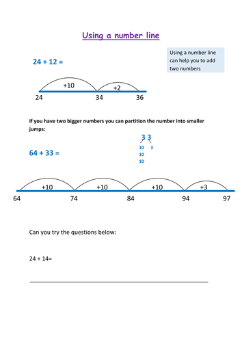 adding using a number line year 2 teaching resources