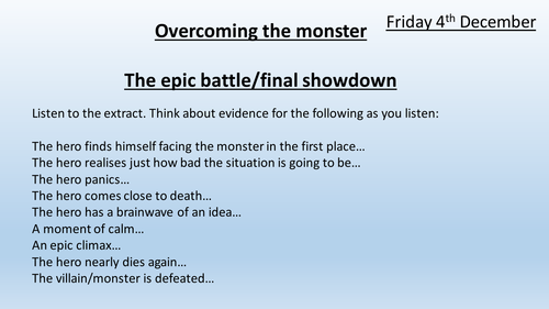 Overcoming the Monster Year 7 English (Stormbreaker extract)