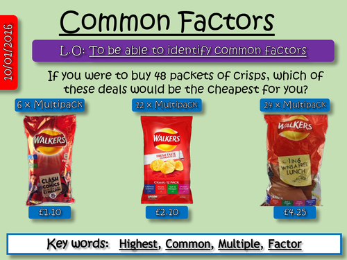 HCF / Common Factors Lesson and Game