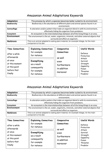 Amazonian Animal Adaptations