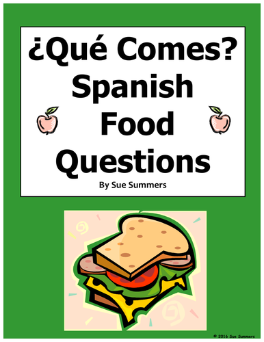 Spanish Food 12 Question Responses and Image IDs - La Comida 