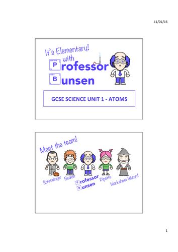 AQA 9-1 GCSE Chemistry - Unit 1 - 7 lessons - Atoms and Elements to Separating Mixtures