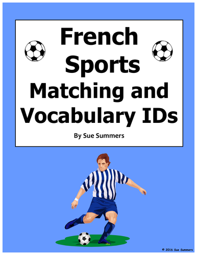 French Sports Vocabulary Matching and Image IDs Worksheet or Quiz 