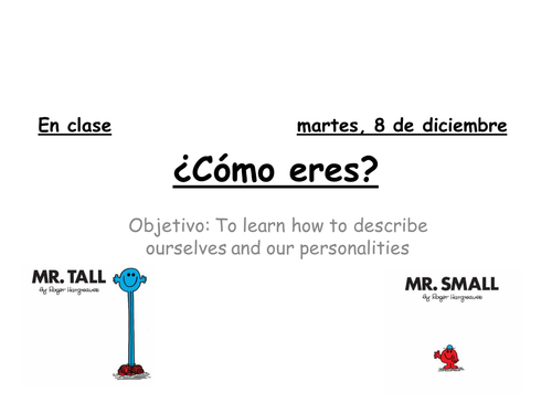 Physical descriptions and personality lesson - Spanish 