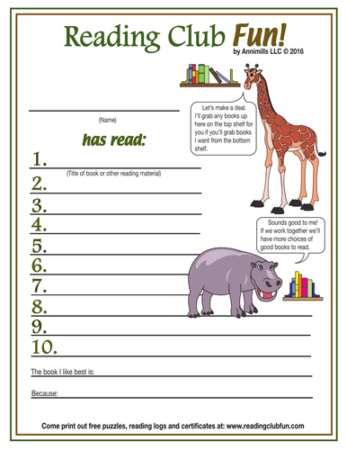 African Birds and Animals Reading Log and Certificate Set