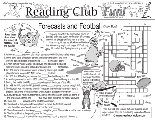 Groundhog Day and Football Two-Page Activity Set