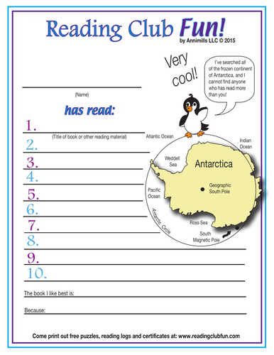 South Pole Reading Log and Certificate Set