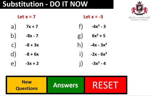 Substitution Practice