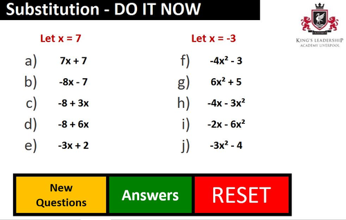 substitution-practice-teaching-resources