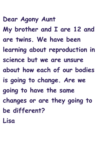 Puberty agony aunt magazine articles