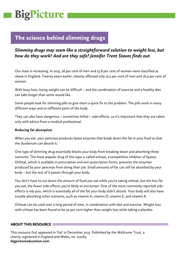 Article on slimming drugs: how do they work, are they safe to use for obesity? KS5 Ethics & biology