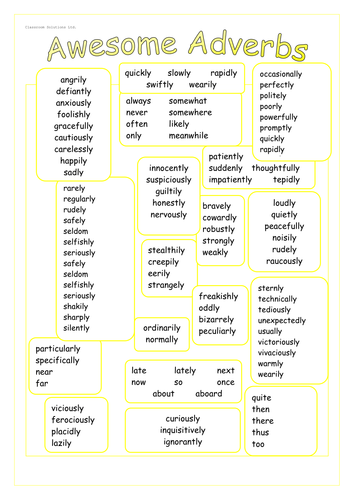 ks2 literacy spag adverbs word bank by classroomsolutions