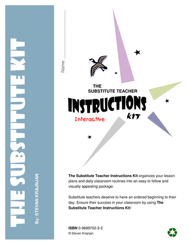Substitute Teacher Instructions Kit Interactive Teaching Resources