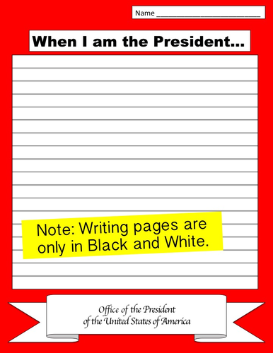 President's Day Writing Prompt Printable Page(s)