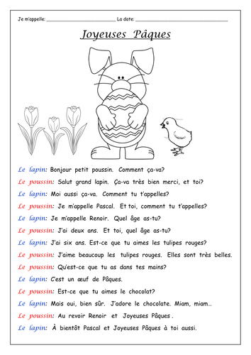 FRENCH ~ Easter dialogue writing activity by labellaroma - Teaching