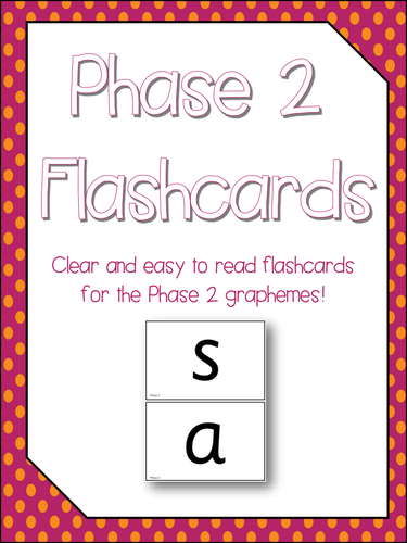 Phase 2 Grapheme Flashcards - NO PREP - Print & Use! Sassoon Primary Font!