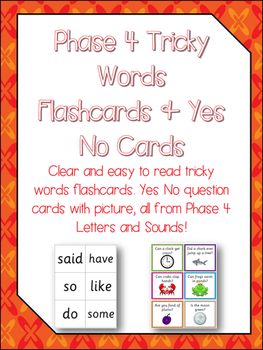 Phase 4 - Tricky Word Flashcards & Yes No Question Cards - Letters & Sounds - NO PREP Resource!