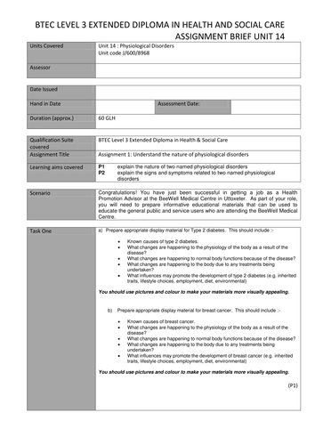 btec level 3 health and social care unit 14 coursework
