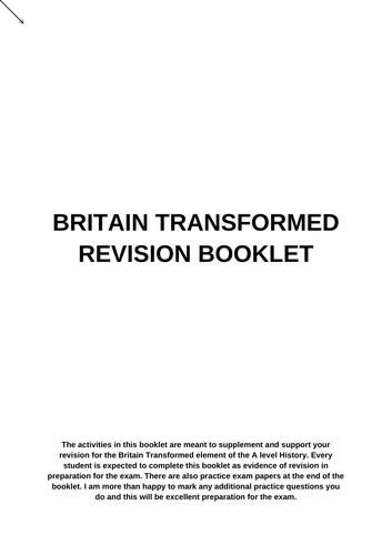 A level History Britain Transformed Revision Booklet