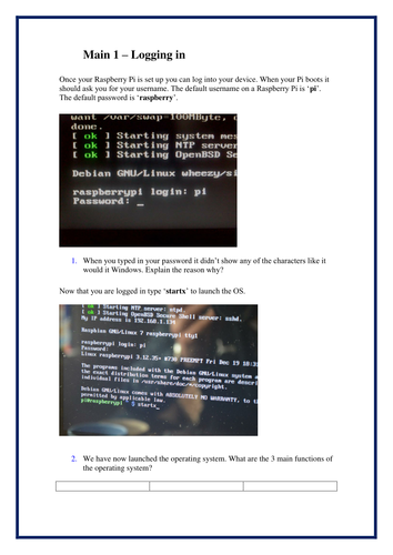 Raspberry Pi Starter Activities. KS3/GCSE Computing