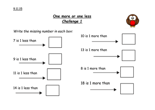 One Less One More Challenge Teaching Resources