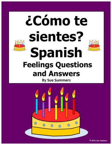 Spanish Feelings 12 Question Responses and Image IDs - Los Sentimientos 