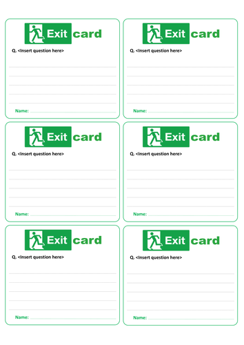 Classroom 'Exit Card' - AfL, pupil feedback etc.