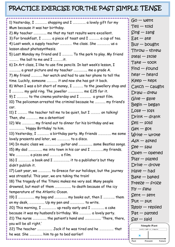 Past simple tense practice