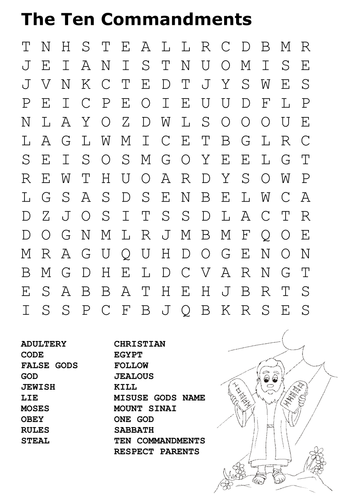 The Ten Commandments Word Search By Sfy773 Teaching Resources