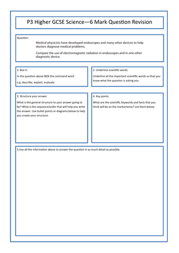 B3 & P3 Edexcel Science - 6 Mark Question Revision Sheets