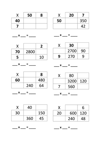 Image result for 2 digit multiplication block method