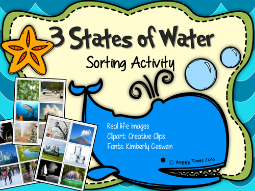 States of Water (solid, liquid, gas states of matter) Sorting Activity
