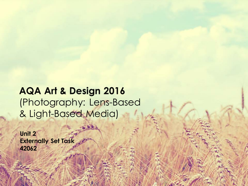 AQA GCSE Art & Design (Photography - 42062) Unit 2 Exam Paper 2016