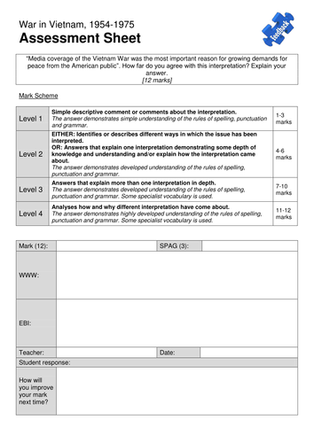 AQA GCSE History - War in Vietnam - Assessment Question