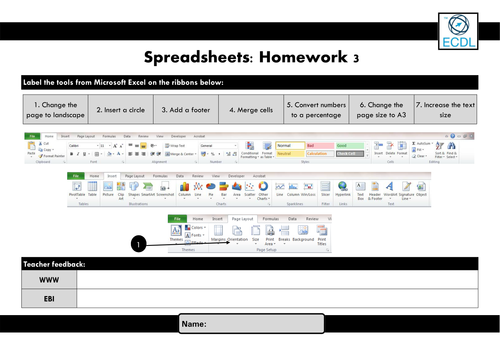 ECDL Spreadsheets - homework tasks and revision guide