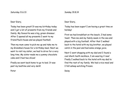Examples of Diary Entries for Year 1 by ashwortholiver Examples of Diary Entries for Year 1 by ashwortholiver