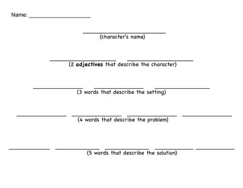 Story Element Poetry Template for use with Read Alouds