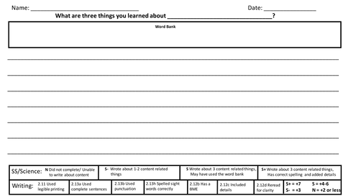 Social Studies/Science Quick Writes: 3 Things I Learned