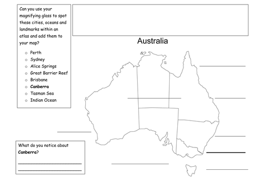 Map of Australia to label