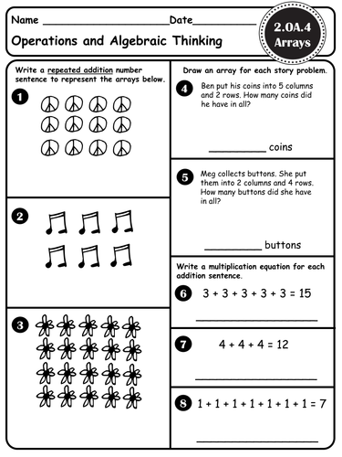 arrays introduction to multiplication ccss 3 md c 7 3 md c 7b 3 oa a 3 2 oa 4 2 g a 2 teaching resources