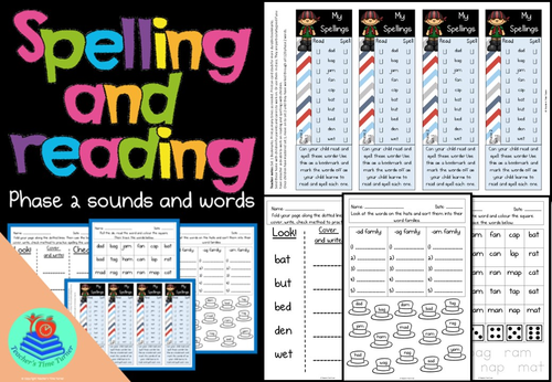Phase 2 words for spelling and reading