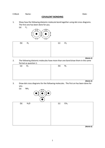 IGCSE/GCSE Covalent bonding Homework Sheet