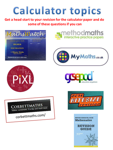 CALC TOPICS QUESTIONS/GRADES AND REVISION WEBSITES FOR YEAR 11 higher tier