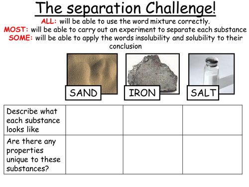 Separating a Mixture: Iron, sand and salt | Teaching Resources