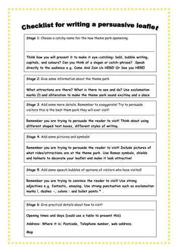 Leaflet Writing Checklist KS2