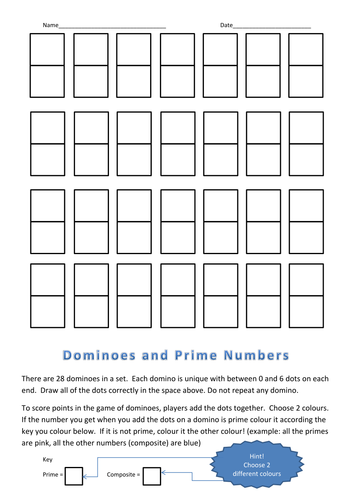 Prime Number Dominoes Worksheet/game by curiousorange ...