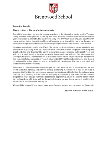 Plastic bottles – The new building material