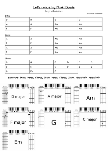 Heroes By David Bowie Leadsheet For Keyboards Bass Guitar And