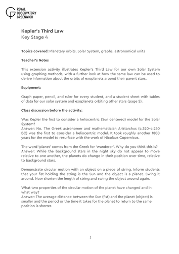 Kepler's third law (KS4) | Teaching Resources