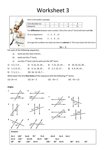 Revision - nth term sequences and parallel line angle rules 